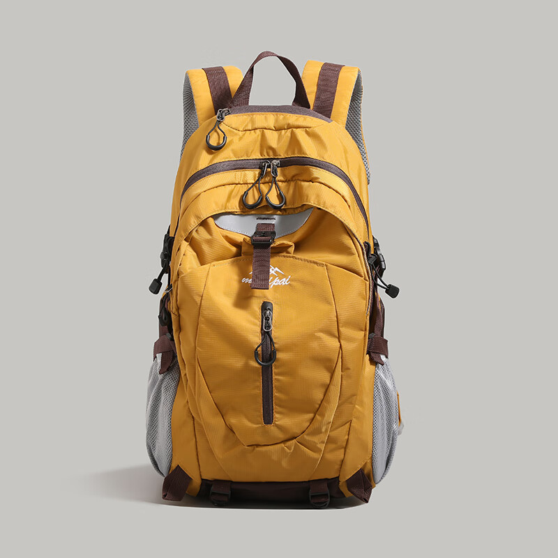 Tourist outdoor hiking mountaineering bag women's lightweight large-capacity ultra-light backpack travel bag travel mountaineering equipment backpack men's tea house yellow