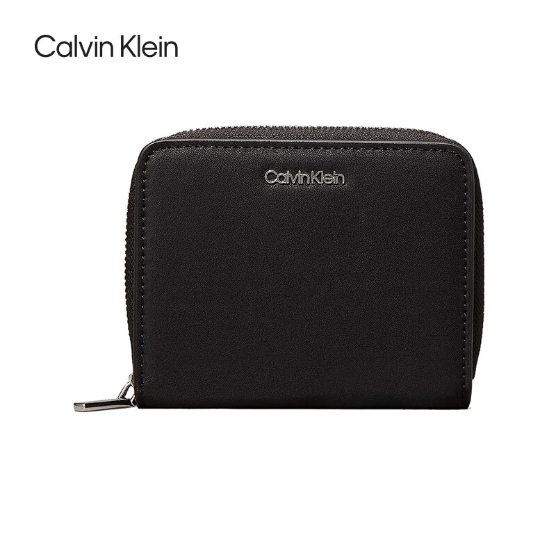 Calvin KleinCK women's bag logo zipper wallet card bag clutch bag K60K611937 black light luxury gift for girlfriend