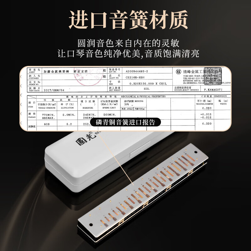 Guoguang professionally plays imported gongs 24-hole limited edition polyphonic C harmonica (luxury silver)