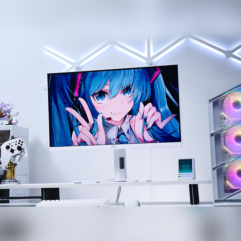 99% new AOC 27-inch 2K 300Hz Love Eye circular polarization + hardware low blue light eye protection FastIPS HDR400 HDMI2.1 elegant white gaming monitor Q27G4SL/WS