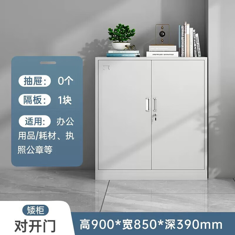 Ni Zhier filing cabinet office filing cabinet financial voucher information locker with lock steel iron cabinet short cabinet side-by-side door low cabinet thickened version