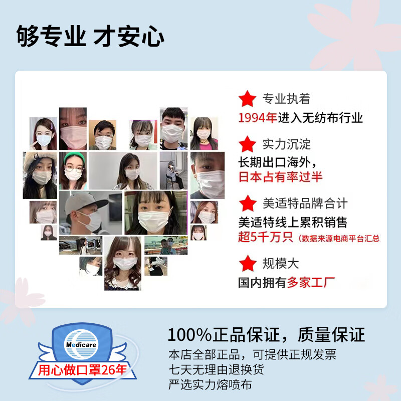 Meishite mask for big face, specially enlarged, widened and lengthened, white large size, large size for men, independent packaging of 50 pieces