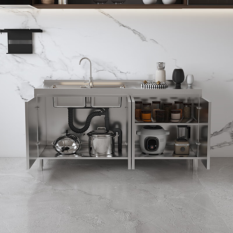 Vinoa 304 extra thick kitchen cabinets stove cabinet integrated household pull basket cupboard kitchen cabinet 80cm corner cabinet 304 stainless steel