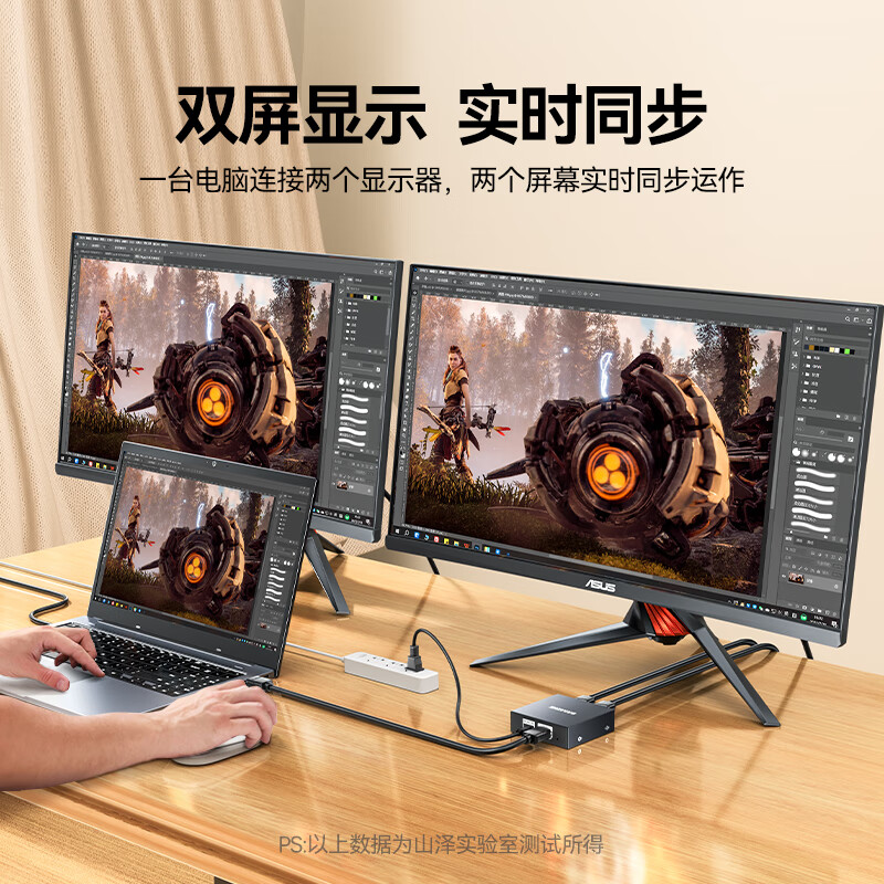 Shanze HDMI one-to-two splitter 1 minute 2 high-definition 4K one-in-two-out video dual-screen same-display splitter expansion laptop connected to TV monitor projector FP23