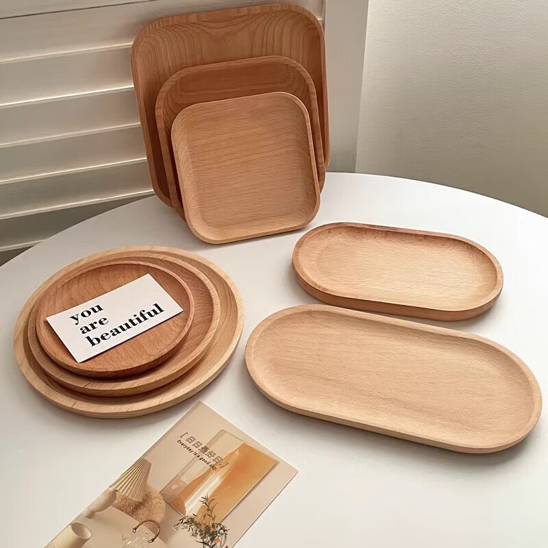 Wilkie wooden tray solid wood wooden tea tray wooden tray fruit tray breakfast tea tray wooden snack tray coffee saucer coffee oval tray 10*18cm