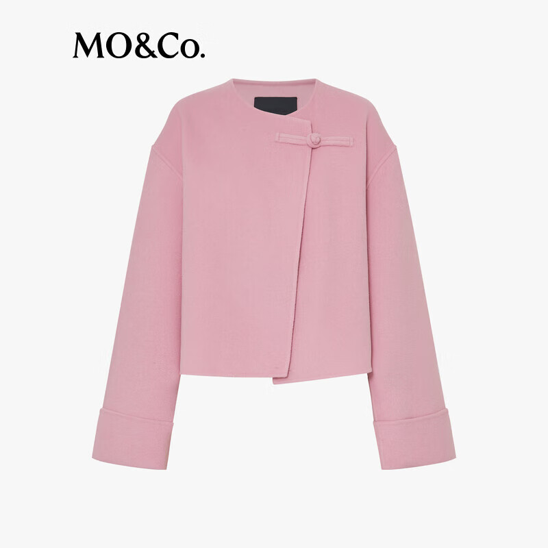 MO&Co. New Chinese Style Woolen Jacket with Diagonal Plates and Buttons Red MBD4COT04