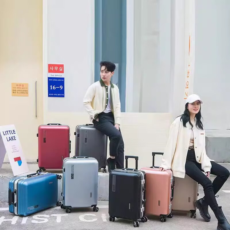 JCZS Germany 2025 new aluminum frame suitcase universal wheel large capacity boarding trolley suitcase classic black newly upgraded thickened aluminum frame + usb interface 20 inches boarding suitcase standard free shipping insurance