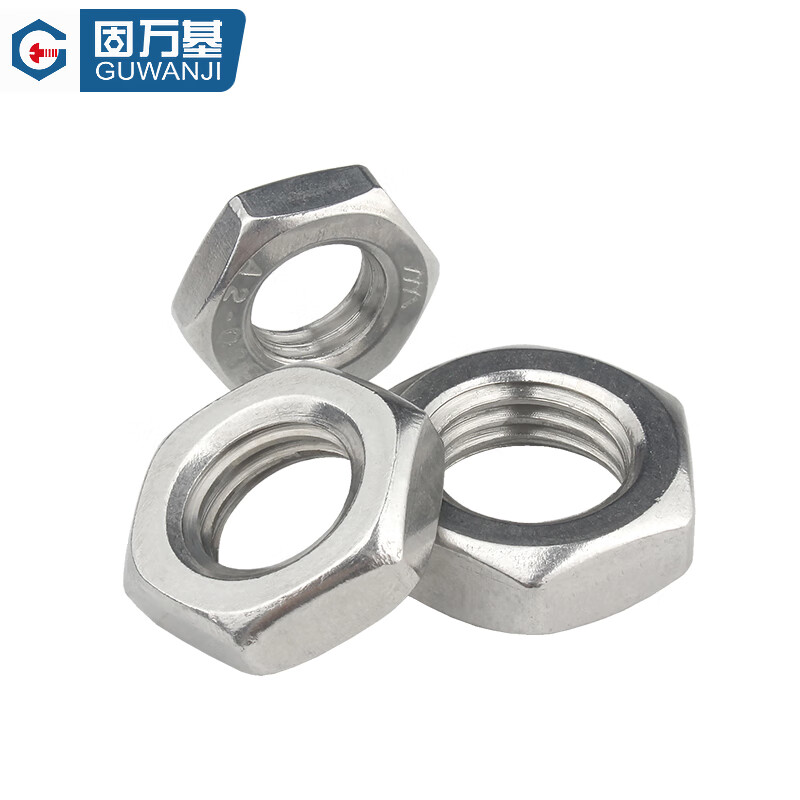 Guwanji national standard 304 stainless steel hexagonal thin nut 316 flat nut fine tooth reverse tooth screw cap GB6174 304 material M16 20 pieces