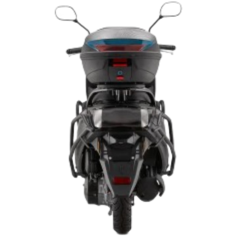 Qianjiang Xun 125 fuel motorcycle, pedal commuting, fuel-saving scooter, cost-effective, guardrail + trunk, starry night black