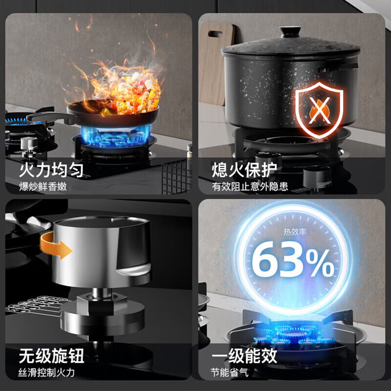 SUDISQR Subo gas stove, natural gas stove, gas stove, double-eye stove, household embedded desktop dual-purpose high-fire gas stove, stainless steel stove, adjustable chassis, subsidy, natural gas stove + flameout guarantee + child lock + explosion-proof glass
