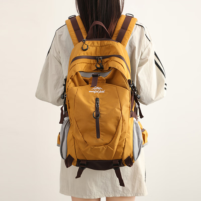 Tourist outdoor hiking mountaineering bag women's lightweight large-capacity ultra-light backpack travel bag travel mountaineering equipment backpack men's tea house yellow