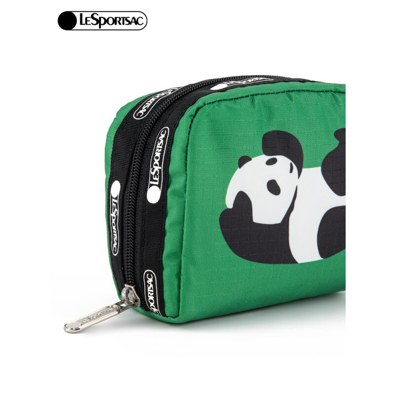 LeSportsac Panda Panda Small Bag Cute Cosmetic Bag Storage Change Portable Clutch Bag Green Panda Panda