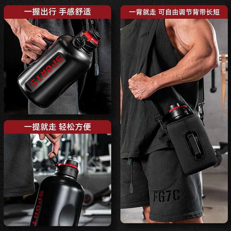 Insulated kettle outdoor large capacity 316 stainless steel large capacity ton barrel sports fitness men and women portable outdoor large black 1500ML