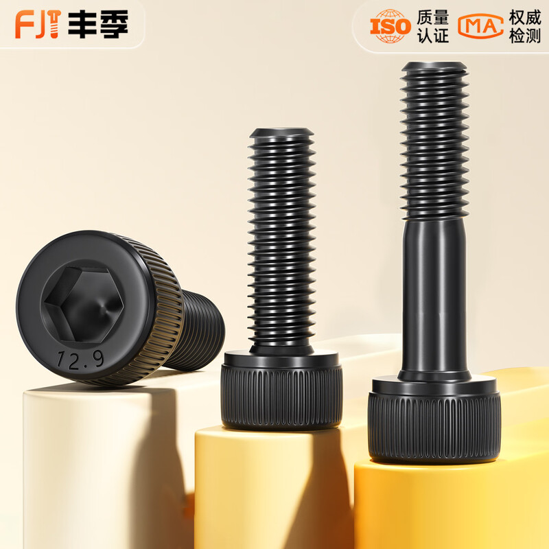 Fengji full-thread M1.6-M20 hexagon socket screw 12.9 grade high-strength cup head bolt cylindrical head screw M4M5M6M8 M4*60 (5 pieces)
