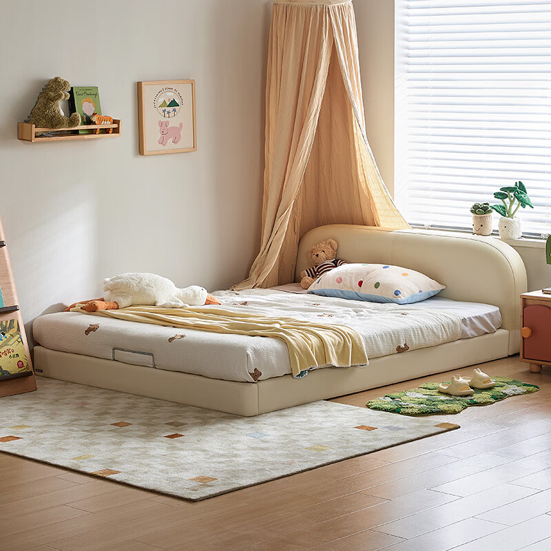 Lin's home children's bed 1.2m Montessori platform bed small apartment bedroom first layer cowhide bed