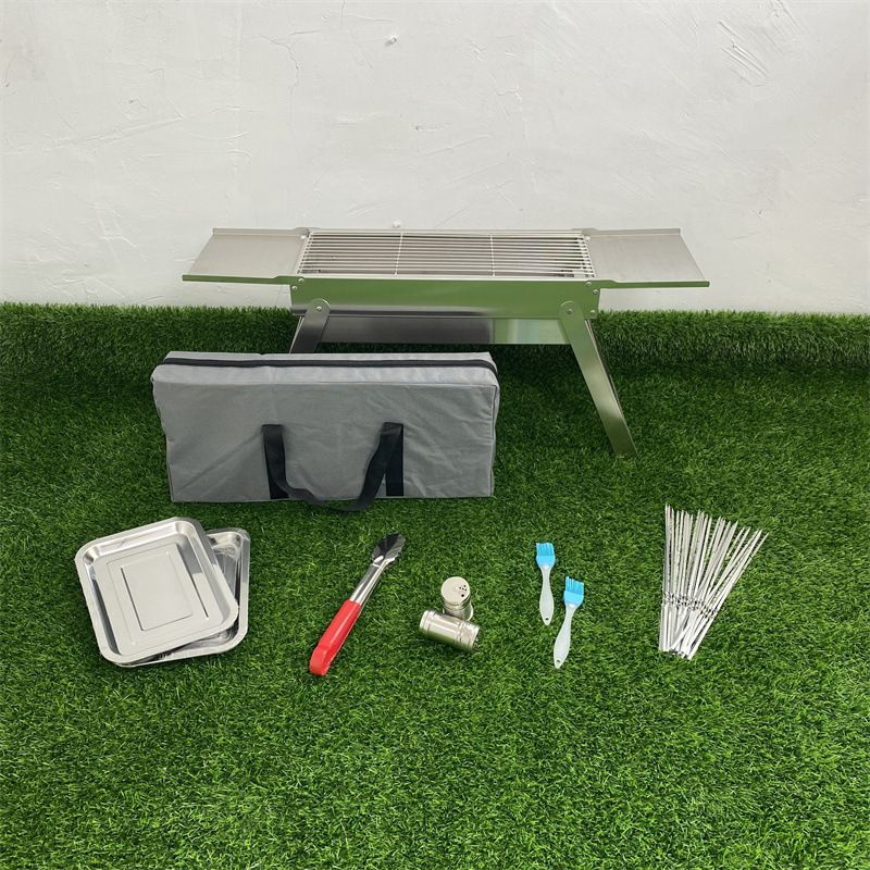 Thickened stainless steel barbecue grill barbecue rack outdoor portable folding barbecue grill household charcoal barbecue meat stove A5 thickened stainless steel stove