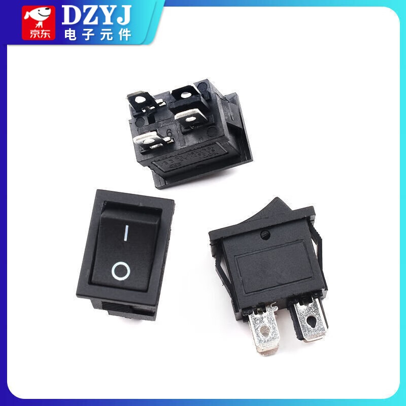 KCD1-104/N boat-shaped switch with light, 4 pins and 2 positions, boat-shaped rocker power switch, red/black, four pins, KCD1 black (1 piece), no specifications