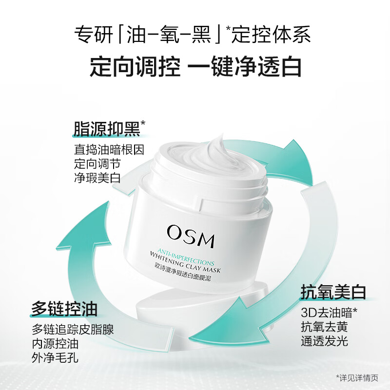 OSM (OSM) Luminous Mask 50g Purifying and Whitening Mask Mud Mask for Blemishes, Whitening, Acne Removal, Soothing and Oil Control New Year's Gift