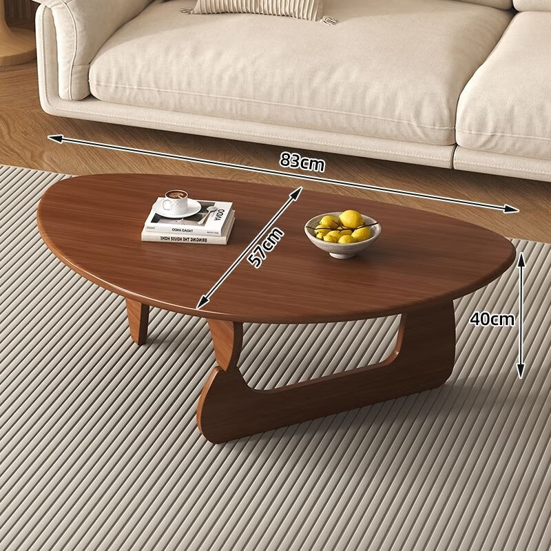 Tangxitang solid wood tempered glass coffee table living room home small apartment minimalist creative modern simple Internet celebrity high-end coffee table walnut color rubber wood desktop 83CM