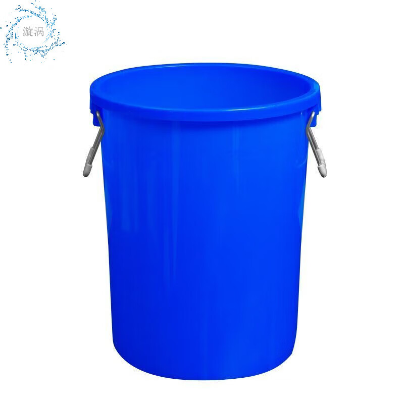 Large trash can, outdoor kitchen trash can, large capacity commercial trash can with lid, sanitation plastic bucket, industrial round bucket, blue 280L trash can + lid 63*76cm
