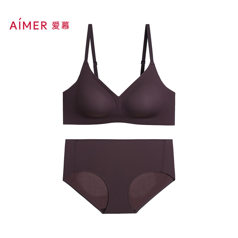 Aimu No Support Hidden Hole Cup Wireless Comfortable Breathable Hidden Hole Bra and Panties Set