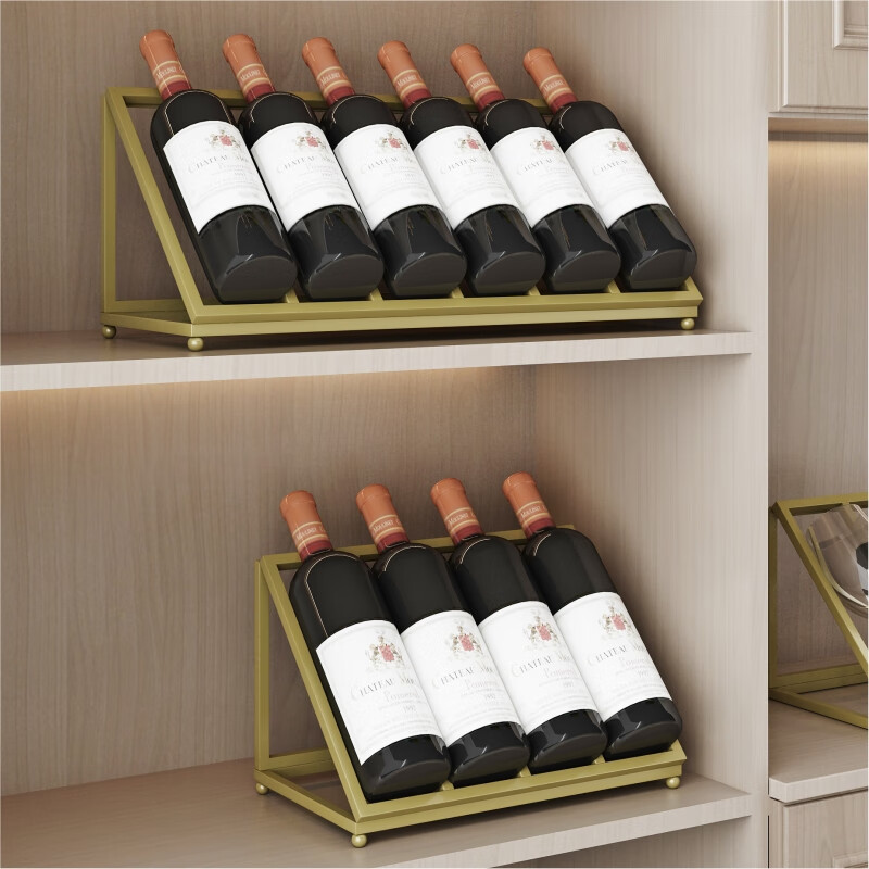 Yixin (yixin) red wine rack obliquely placed light luxury high-end red wine display rack bar wine cabinet ornaments iron wine rack triangle six bottles 495*195*215mm (excluding red wine)
