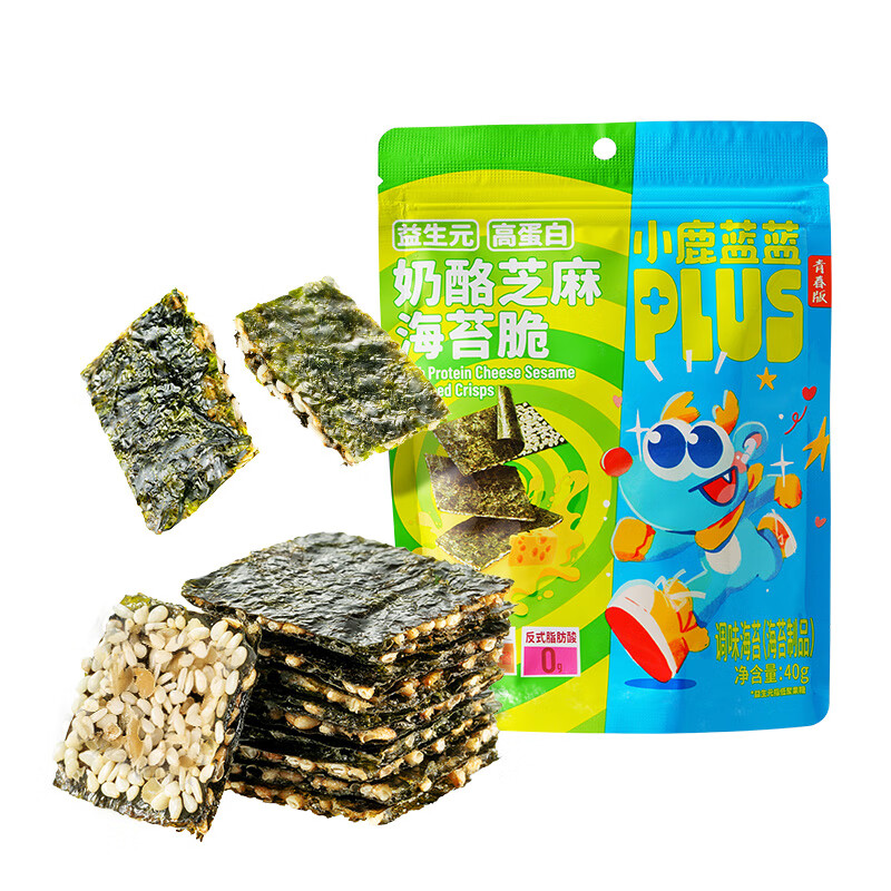 Fawn Blue PLUS prebiotic high protein cheese sesame seaweed crispy children's snack sandwich seaweed casual seaweed 40g