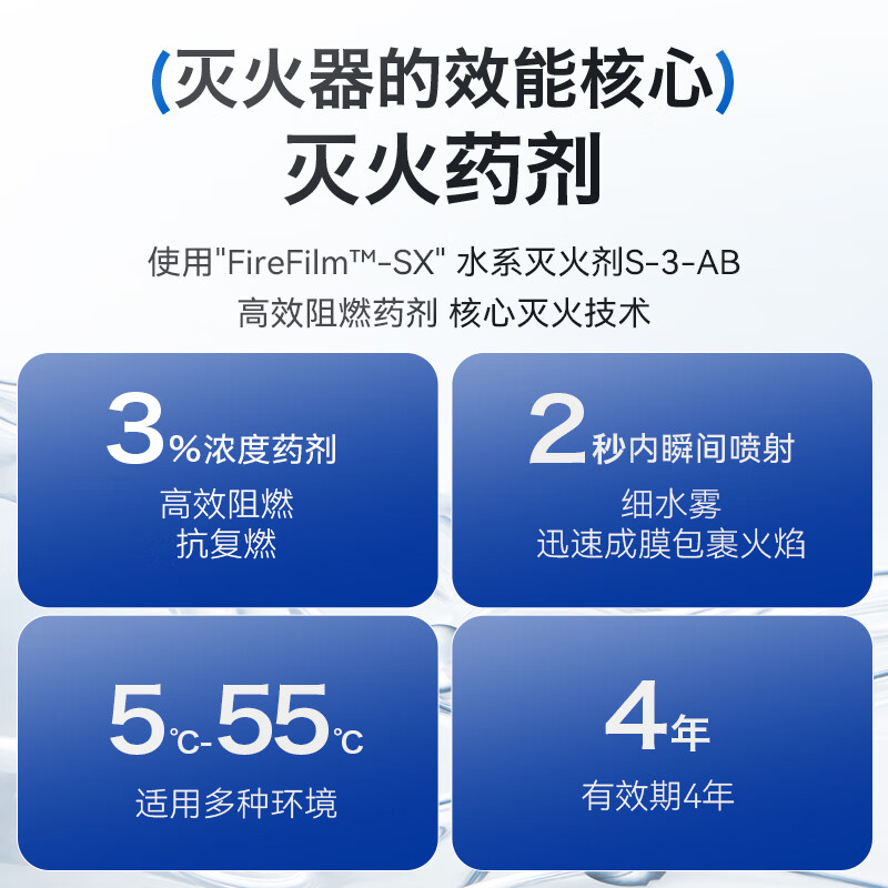 Huiyou water-based fire extinguisher car-mounted foam aluminum valve fire equipment 3c certification 550ml water-based high-efficiency anti-reignition vehicle-mounted