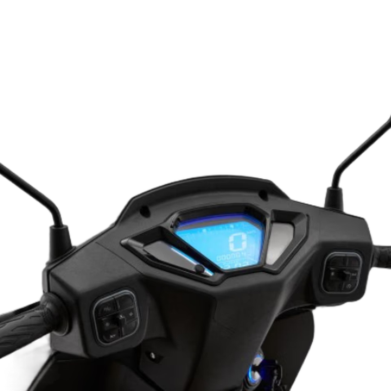 Qianjiang Xun 125 fuel motorcycle, pedal commuting, fuel-saving scooter, cost-effective, guardrail + trunk, starry night black