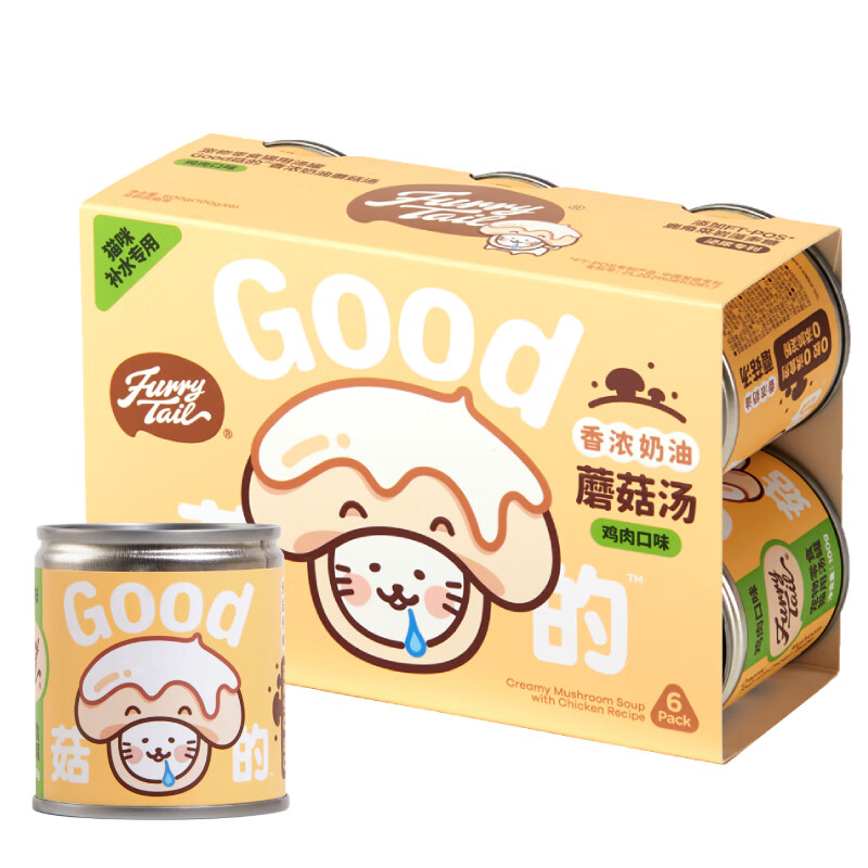 Tails Life Creamy Mushroom Soup Nutritious Hydrating Soup Can Adult Cat and Kitten Wet Food Canned Cat Snacks Chicken Flavor 100g*6