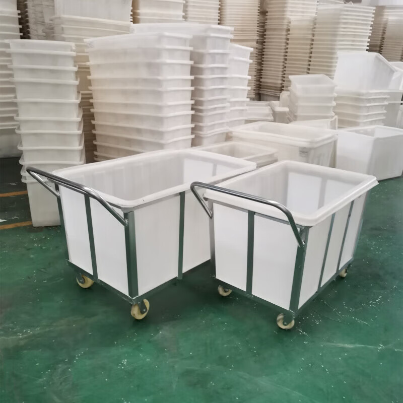 Milan wheeled water tank cart turnover cart cloth drop cart dyeing factory push cart cooked plastic box linen cart water cart with bucket 50L square box (590*445*323) + cart