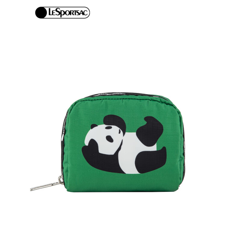 LeSportsac Panda Panda Small Bag Cute Cosmetic Bag Storage Change Portable Clutch Bag Green Panda Panda