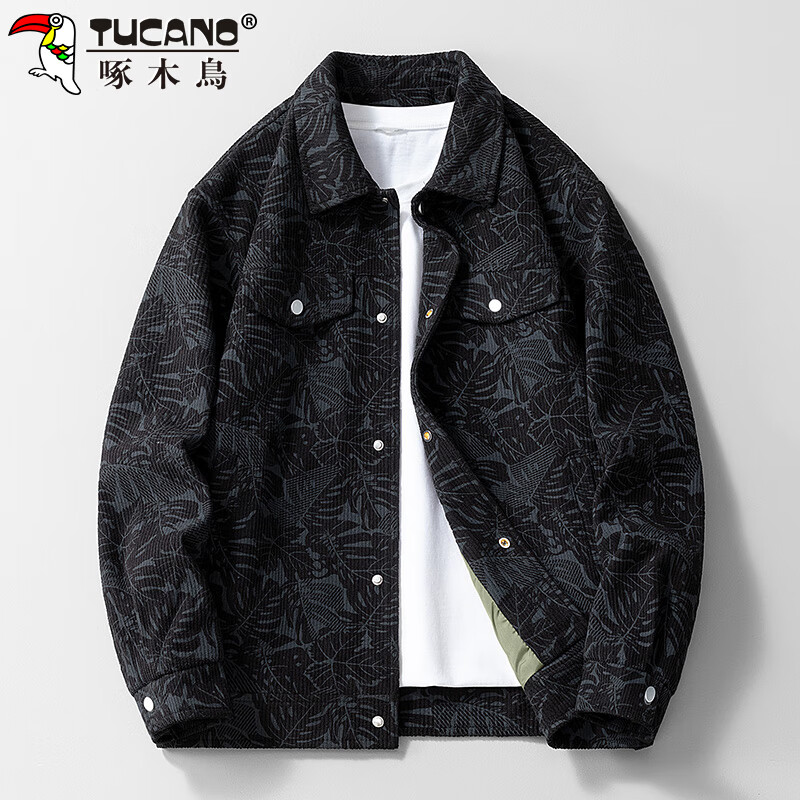 Woodpecker (TUCANO) coat men's autumn and winter work jacket men's loose casual lapel high-end clothes men's black XL