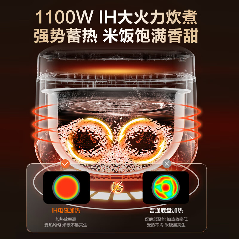 SUPOR (SUPOR) 3L large capacity, household use for 2-3 people, intelligent multi-functional rice cooker, 0-coated rice cooker, 316L stainless steel inner pot, firewood rice IH heating SF30HC4896