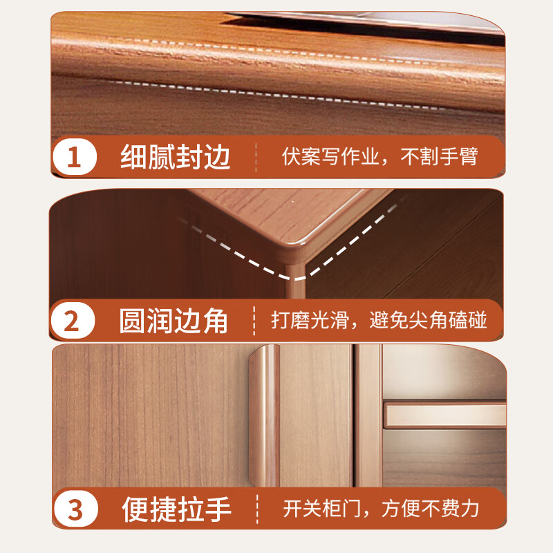 Pupai thickened solid wood computer desk desk student study desk bookshelf integrated desk simple home bedroom table hot model recommendation plate style dark walnut color 100*45*132