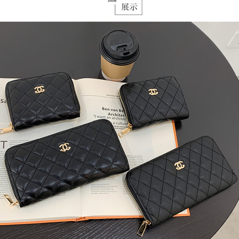 Kangaroo wallet women's long zipper embroidery fashion versatile mobile phone wallet short wallet large capacity European and American style coin purse sheepskin pattern short