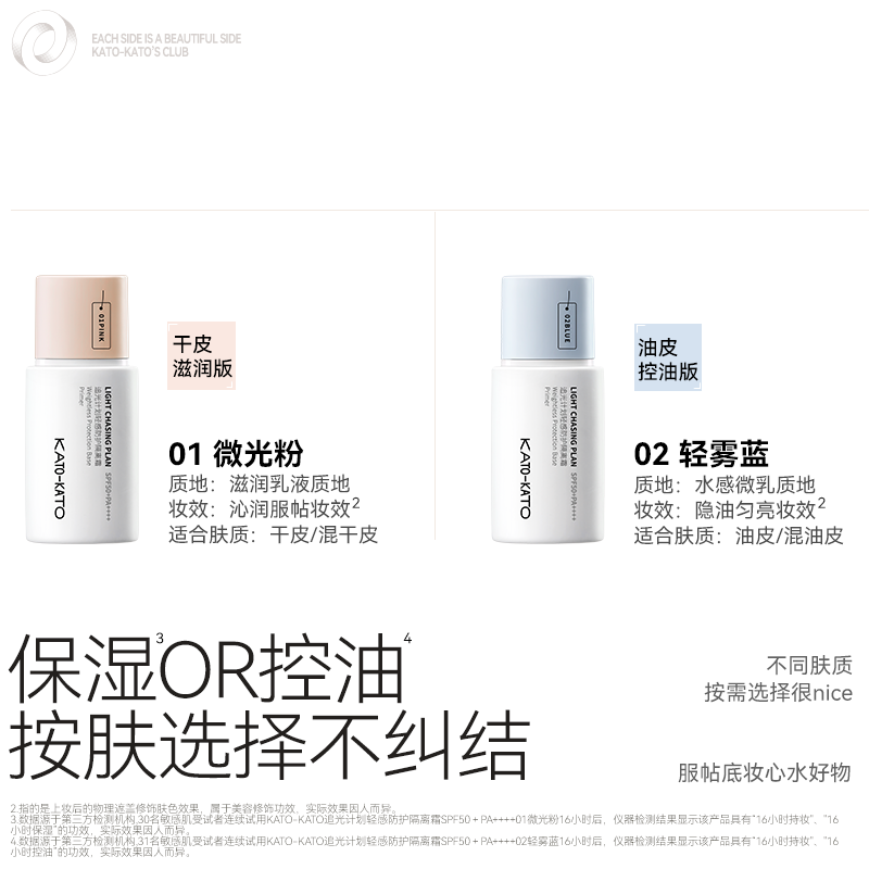 KATO-KATO Light Protective Isolation Cream Moisturizing Concealer Sunscreen Repair SPF50+PA+++ Gift 01 Shimmer Powder 30g - Suitable for dry skin/combination dry skin