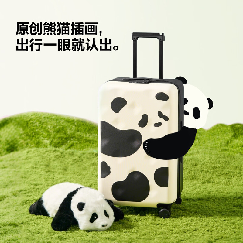 Bulai Mei Large Capacity Luggage Panda Illustration Case Trolley Case Travel Case Women Panda Climbing 22 Inch Plus