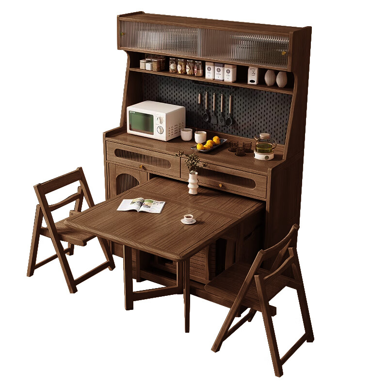 Harmony Dujiang sideboard ash multifunctional sideboard small apartment folding dining table integrated sideboard + table 6 chairs solid wood color