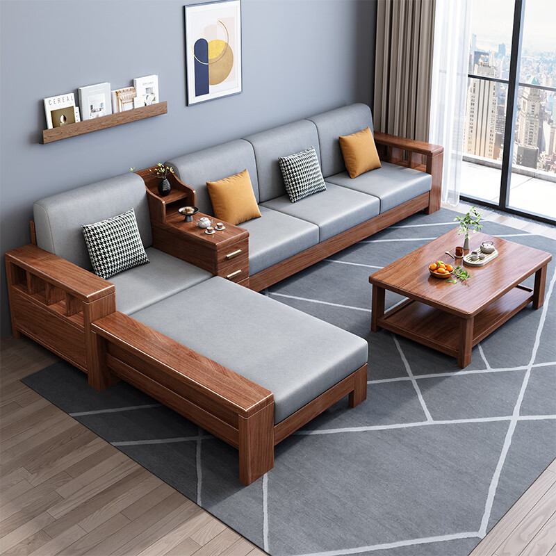 Yangyi walnut full-cover sofa living room combination Chinese style winter and summer dual-purpose large and small apartment furniture sofa F2205# full-cover sofa