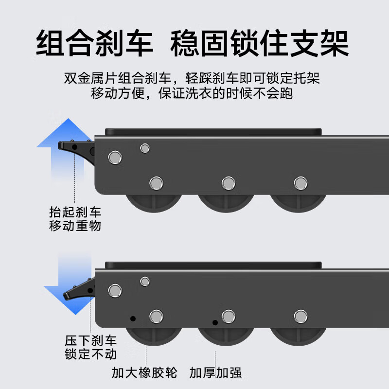 Jingyouyu is suitable for Haier washing machine base frame non-slip foot pads refrigerator drum pulley removable heightening bracket black flagship model 2 pack + 36 silent rubber wheels + extra large shock-absorbing panel