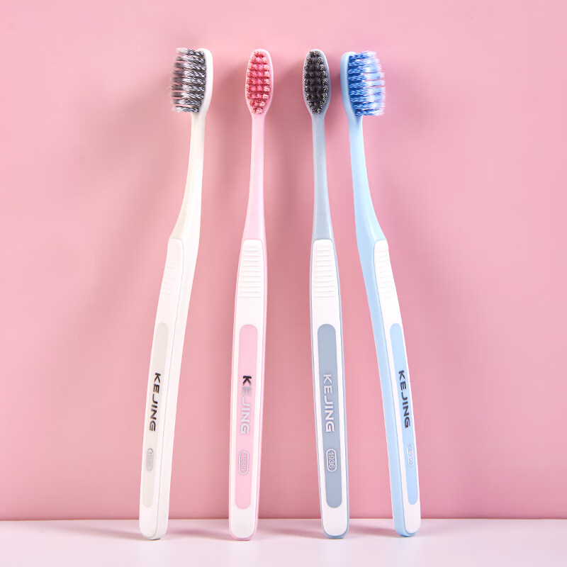Cleanable spiral filament adult soft-bristle toothbrushes, 6 for household use