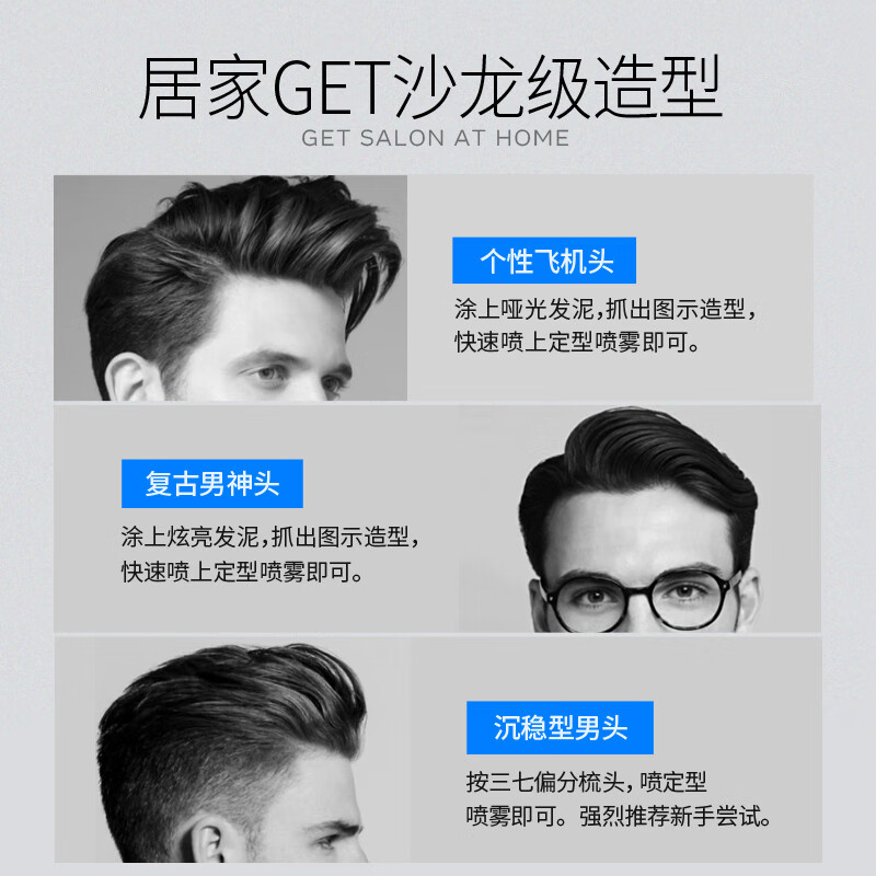 Jewel Men's Hairstyle Styling Spray Hair Fluffy Hairspray Spray Gel Quick-drying Long-lasting Styling Dry Gel 250ml*2