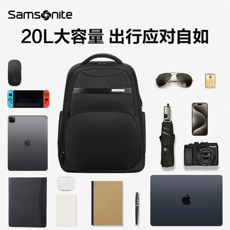 Samsonite Backpack Men's Commuting Business Backpack 15.6-inch Computer Bag Large Capacity Travel and Business \NU0 Black-15.6-inch Computer