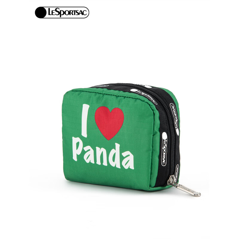 LeSportsac Panda Panda Small Bag Cute Cosmetic Bag Storage Change Portable Clutch Bag Green Panda Panda