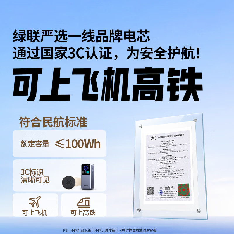 Greenlink 3C certified, can be used on airplanes, Powerful laptop power bank 25000 mAh PD200/140W fast charging large capacity power bank, suitable for Xiaomi computers