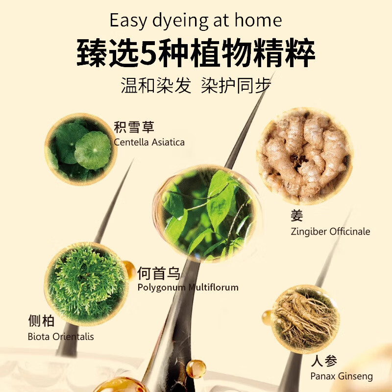 Tongrentang hair dye cream, natural plant black tea color, non-irritating, non-stick to the scalp, one-wash hair dye for black men and women covering white hair