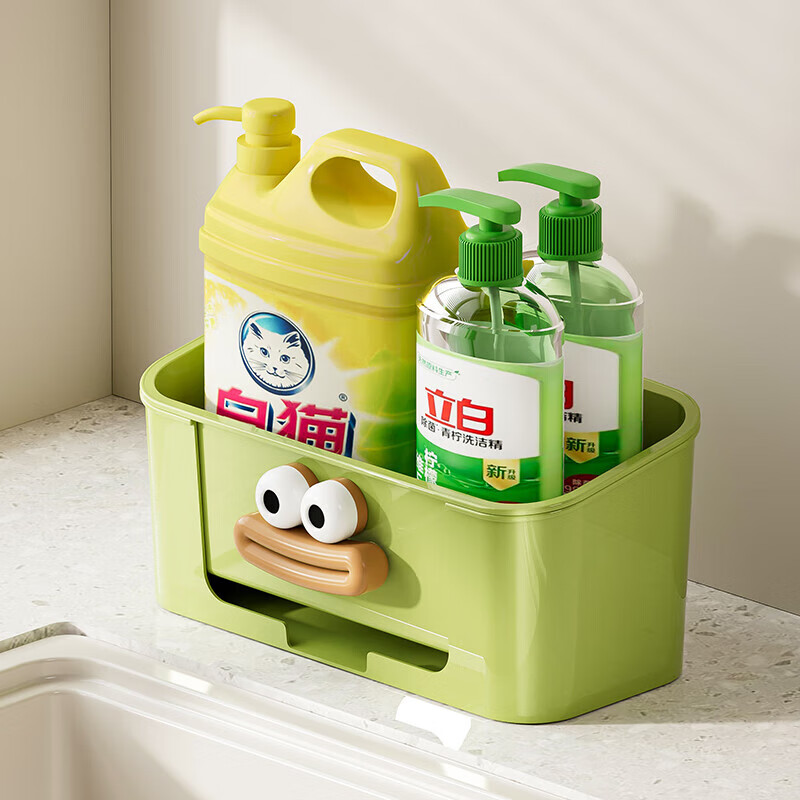 Kitchen sink rack without punching household rag drain rack breathable bathroom wall-mounted scouring pad silk ball storage sink drain rack milky white