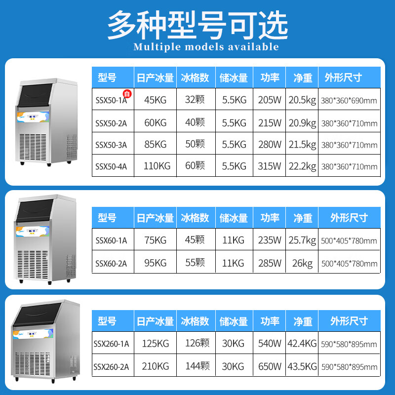 Goshen ice making machine for commercial use, milk tea shop cube refrigerator, cost-effective ice making machine, fully automatic large ice making machine, bar restaurant KTV special split ice making machine for commercial use, entrepreneurial model | 144 ice trays | daily output 210KG