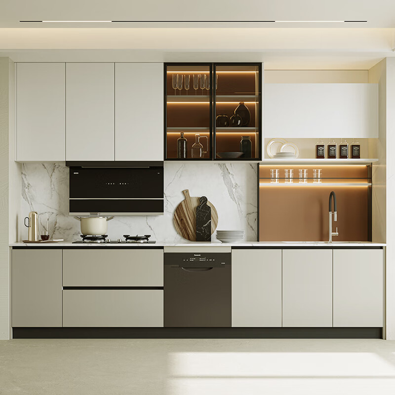 Oppein cabinet customization kitchen cabinet door quartz stone countertop overall cabinet customization package 3-meter countertop + 3-meter base cabinet + 1-meter wall cabinet package